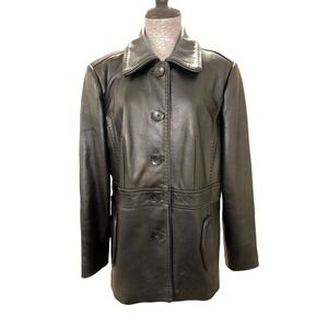Preston & York Genuine Lamb Skin Leather Button Down Jacket Coat Size L